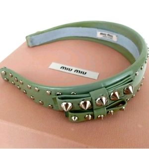 MIU MIU RIBBON STUDS KATYUSHA PATENT LEATHER